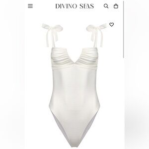 NWT Divino Seas Cute Natala Pearly White Tie-Shoulder One-Piece Swimsuit